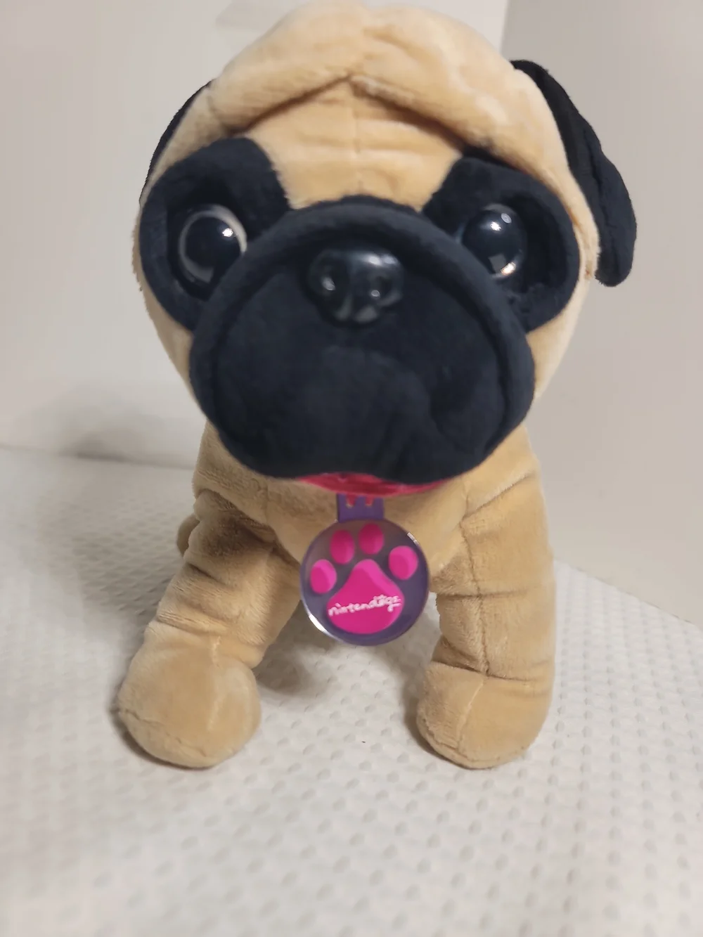 Plush Pug Dog Toy - Tan and Black - Nintendogs Style
